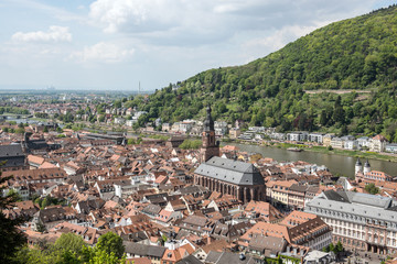 Fototapeta premium Overlook from Heidelberg Castle of the old city and River Neckar in Baden-Wurttemberg, Germany