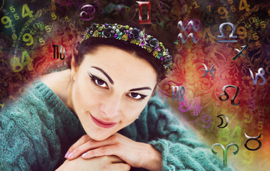 Astrology, twelve zodiac signs, the woman in esoterics