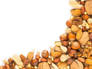 Background of mixed nuts with copy space