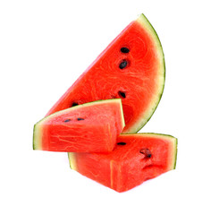 Watermelon slices on white background