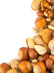Background of mixed nuts with copy space