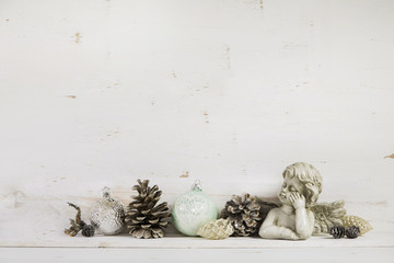 Weihnachtskarte im Shabby Chic Look mit Engel als Weihnachten Dekoration