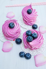 sweet Pink marshmallows and blueberries