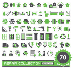 set of green and gray repair icons