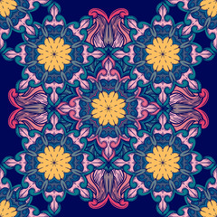 Seamless decorative pattern. Ornament with mosaic elements