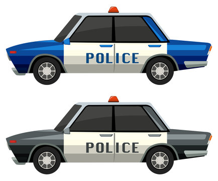 Police cars in two different colors
