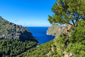 Port de Sa Calobra - beautiful coast street and landscape of  Mallorca, Spain