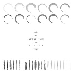 Set of vector hand drawn art brushes.