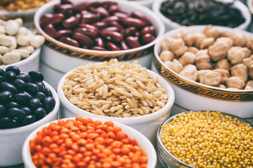 Variety of legumes and rices