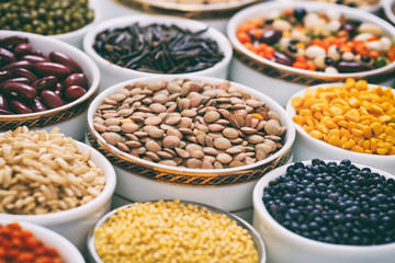 Variety of legumes and rices