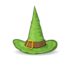 illustration of green tall witch hat