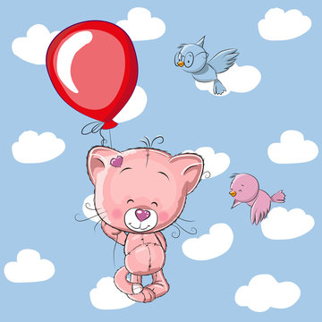 Kitten with balloon