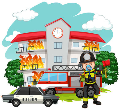 Fire fighter at the fire station