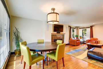 Living room interior with dining area
