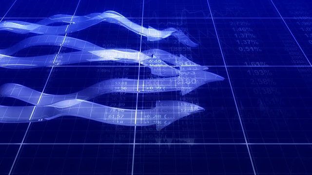 3d chart arrows on worksheet background. Loop. 