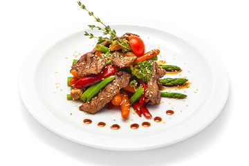 warm salad of veal and vegetables