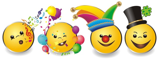 Set mit lustigen Gesichtern in Partylaune