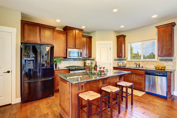 Luxury kitchen room with modern cabinets and granite counter tops