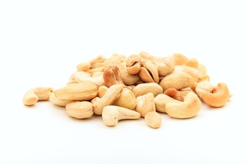 Cashews on white background