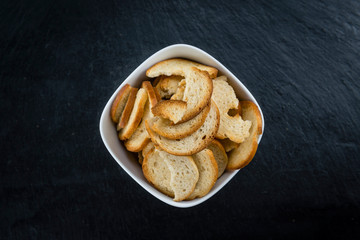 Portion of bread chips (selective focus)