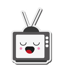 flat design kawaii tv icon vector illustration
