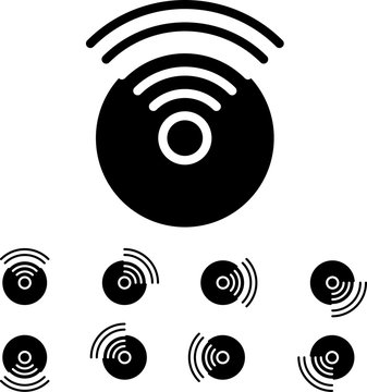Icon f&uuml;r &uuml;ber Netz, Funk oder Induktion gesteuerte Interaktion (Sender-Empf&auml;nger): Token, RFID, Transponder