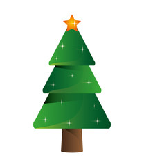 flat design christmas tree icon vector illustration