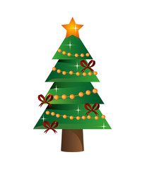 flat design christmas tree icon vector illustration