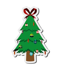 flat design christmas tree icon vector illustration