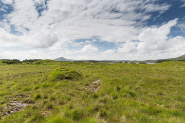 Fototapeta na wymiar view to plain and lake at connemara in ireland