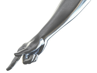 Obraz premium 3D rendering of hand pointing concept steel metal texture