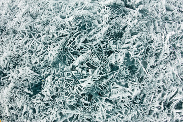 The pattern of cracks on the blue ice of Lake Baikal