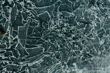 The pattern of cracks on the blue ice of Lake Baikal