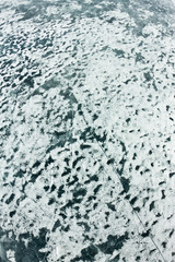 The pattern of cracks on the blue ice of Lake Baikal