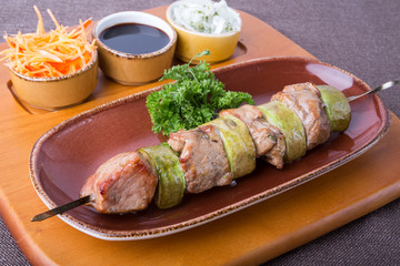 Grilled kebab on skewer