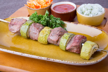 Grilled kebab on skewer