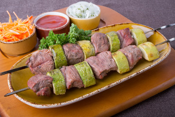 Grilled kebab on skewer
