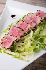 Tuna meat with salad