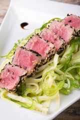 Tuna meat with salad