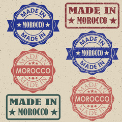 made in Morocco brown round vintage stamp.