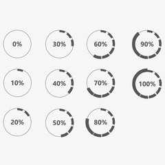 Progress loading bar. Flat style vector. Set of ten