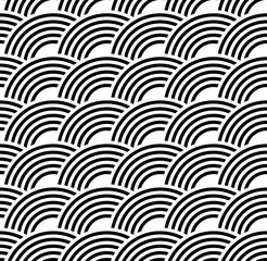 Black and white circles seamless background. Clipping mask is used.