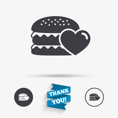 Hamburger icon. Burger food symbol.