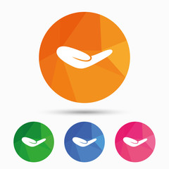 Donation hand sign icon. Charity or endowment.