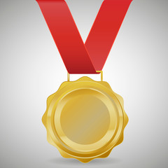 Champion Gold Medal Vector Design on gray background.