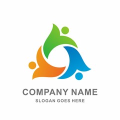 Geometric Circular Colorful People Shape Community Group Vector Logo Design Template