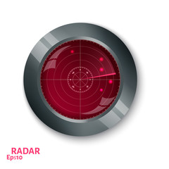 Red radar screen. Internet button on white background. EPS10 vec