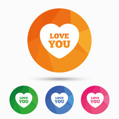 Heart sign icon. Love you symbol.