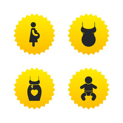 Maternity icons. Baby infant, pregnancy, dress.