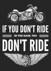 Hand drawn quote about motorcycles, speed, freedom